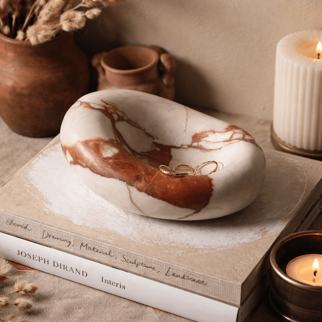 Drift Bowl Marble Tray – Sculptural Stone Catchall for Modern Interiors