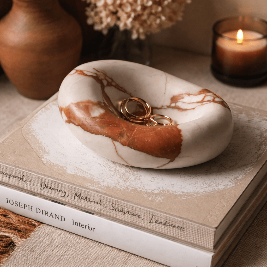 Drift Bowl Marble Tray – Sculptural Stone Catchall for Modern Interiors