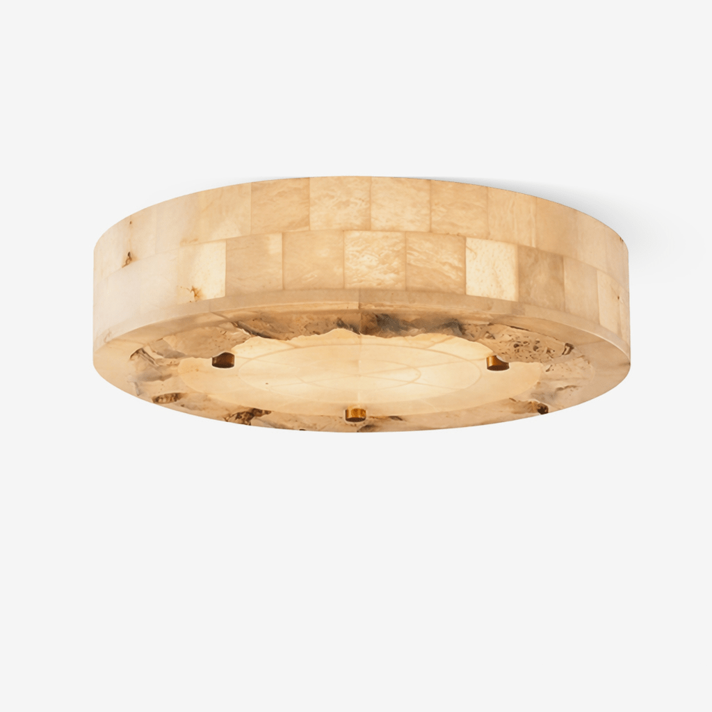 Luriel Alabaster Ceiling Light – Modern Flush Mount in Brass & Natural Stone