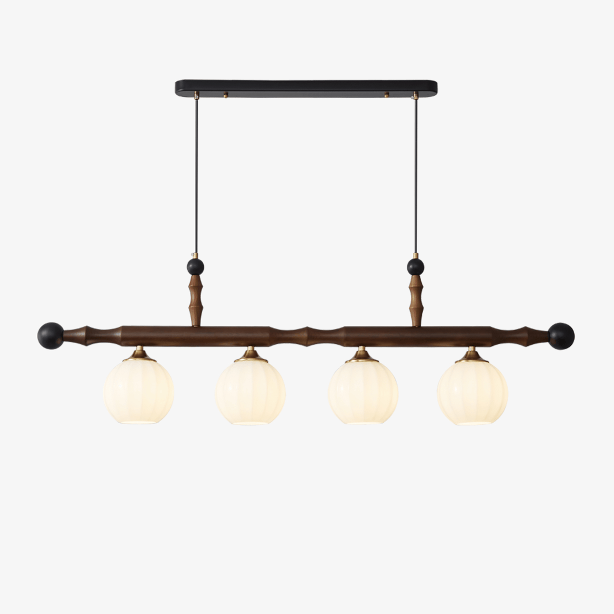 Calderon Linear Pendant Light with Opal Glass and Walnut Finish