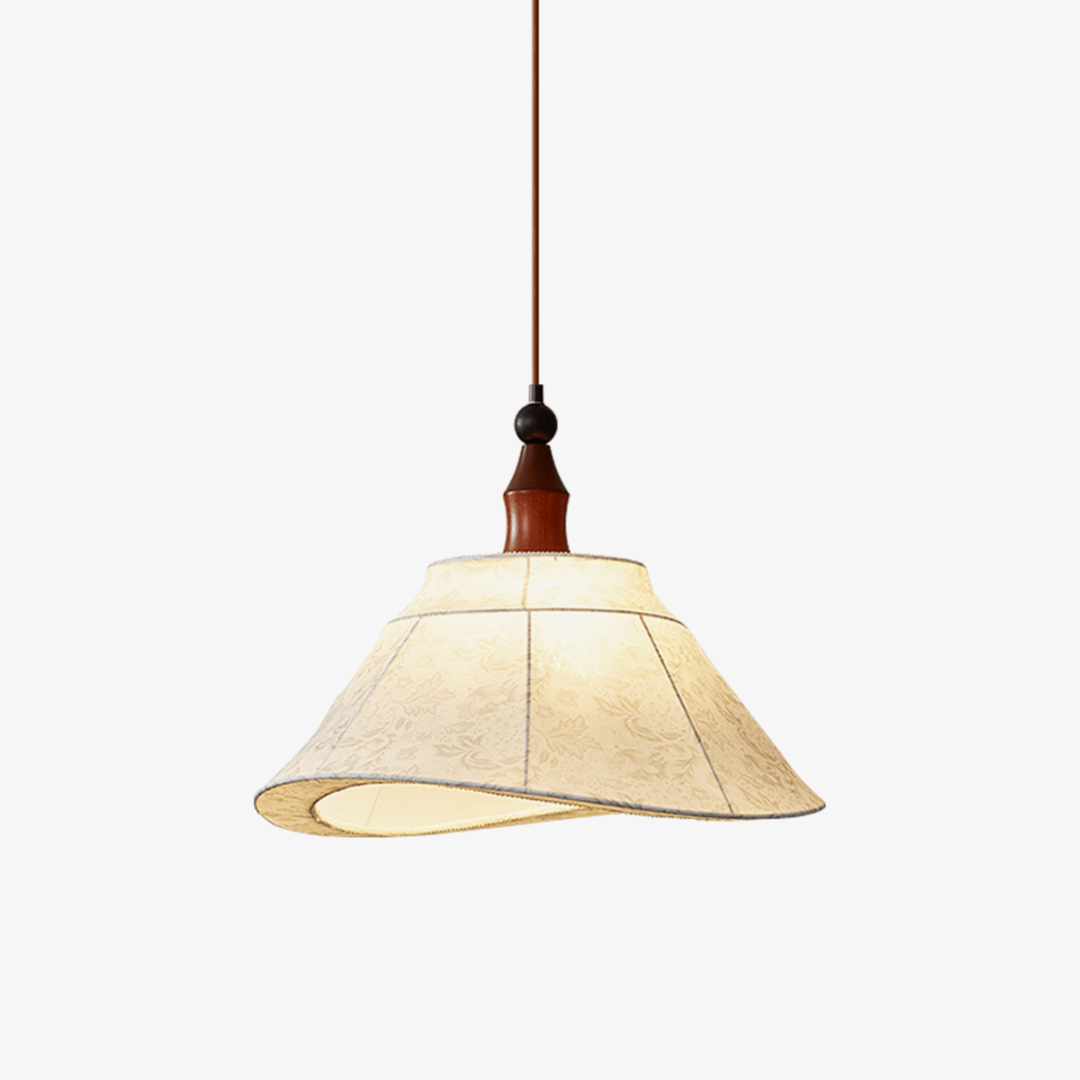 Elowen Tapered Pendant Light – Modern Fabric Shade, Walnut Accent