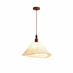Elowen Tapered Pendant Light – Modern Fabric Shade, Walnut Accent