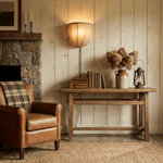 Sienna Linen Plug-in Wall Sconce – Handcrafted Fabric Shade, Vintage Pull Chain