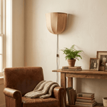 Sienna Linen Plug-in Wall Sconce – Handcrafted Fabric Shade, Vintage Pull Chain