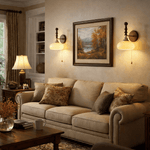 Spindlecrest Wall Sconce with Opal Glass Shade and Walnut Wood Backplate