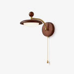 Arcwood Saucer Wall Sconce in Walnut and Brass