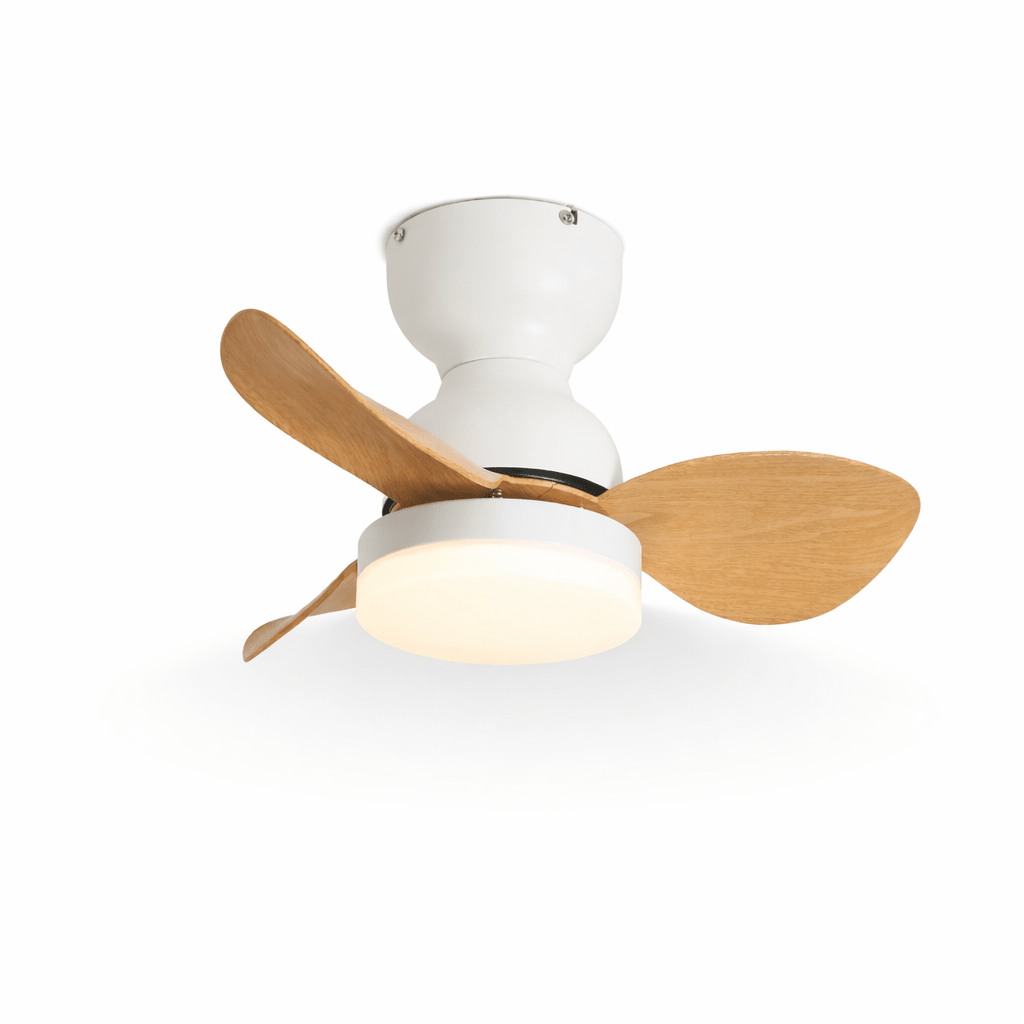 Aeroleaf Flush Mount Ceiling Fan Light with LED and Wood Blades