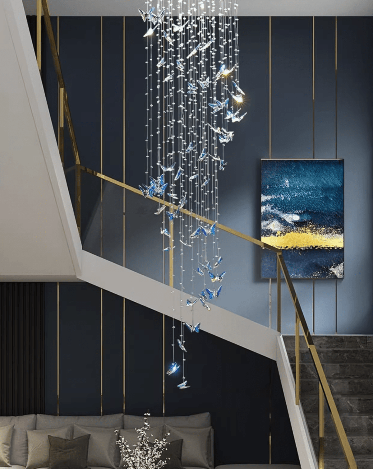 Crystalwing Butterfly Chandelier – Modern Crystal Pendant Light for Dining Room and Living Room