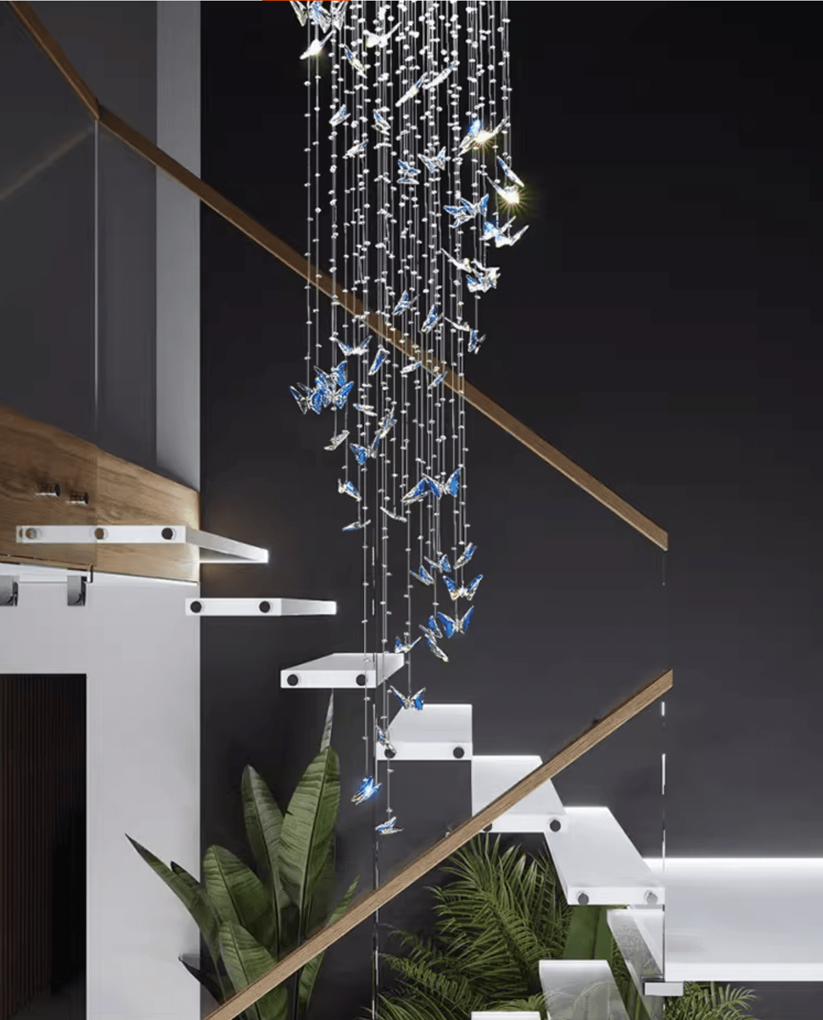 Crystalwing Butterfly Chandelier – Modern Crystal Pendant Light for Dining Room and Living Room