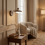 Arcwood Saucer Wall Sconce in Walnut and Brass