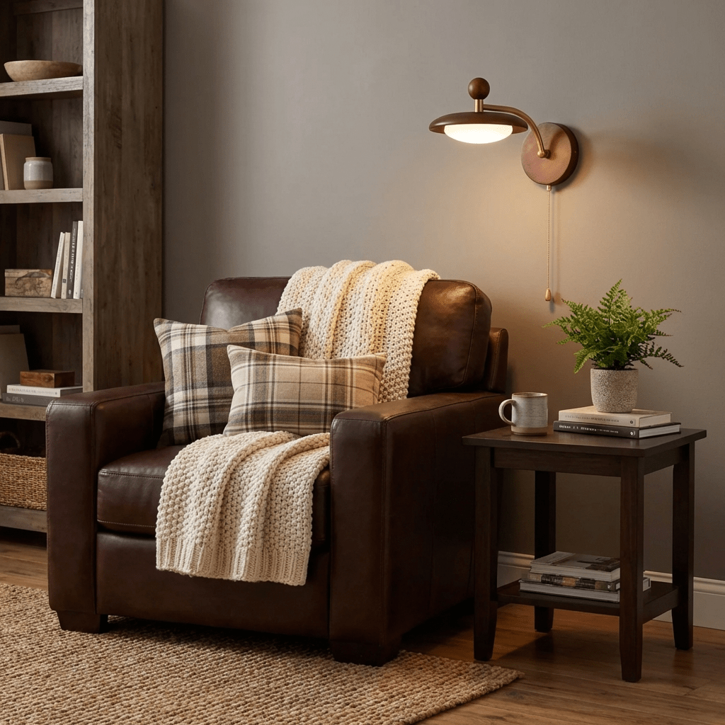Arcwood Saucer Wall Sconce in Walnut and Brass