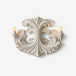 Baroque Blossom Wall Sconce – Plaster Floral Two-Light Fixture