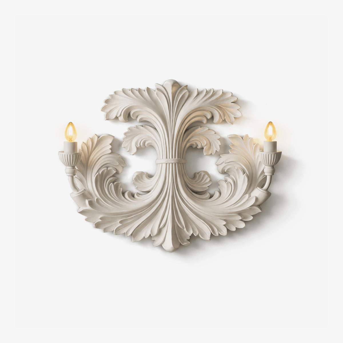 Baroque Blossom Wall Sconce – Plaster Floral Two-Light Fixture