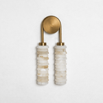Calla Ribbed Alabaster Wall Sconce with Antique Brass Accents