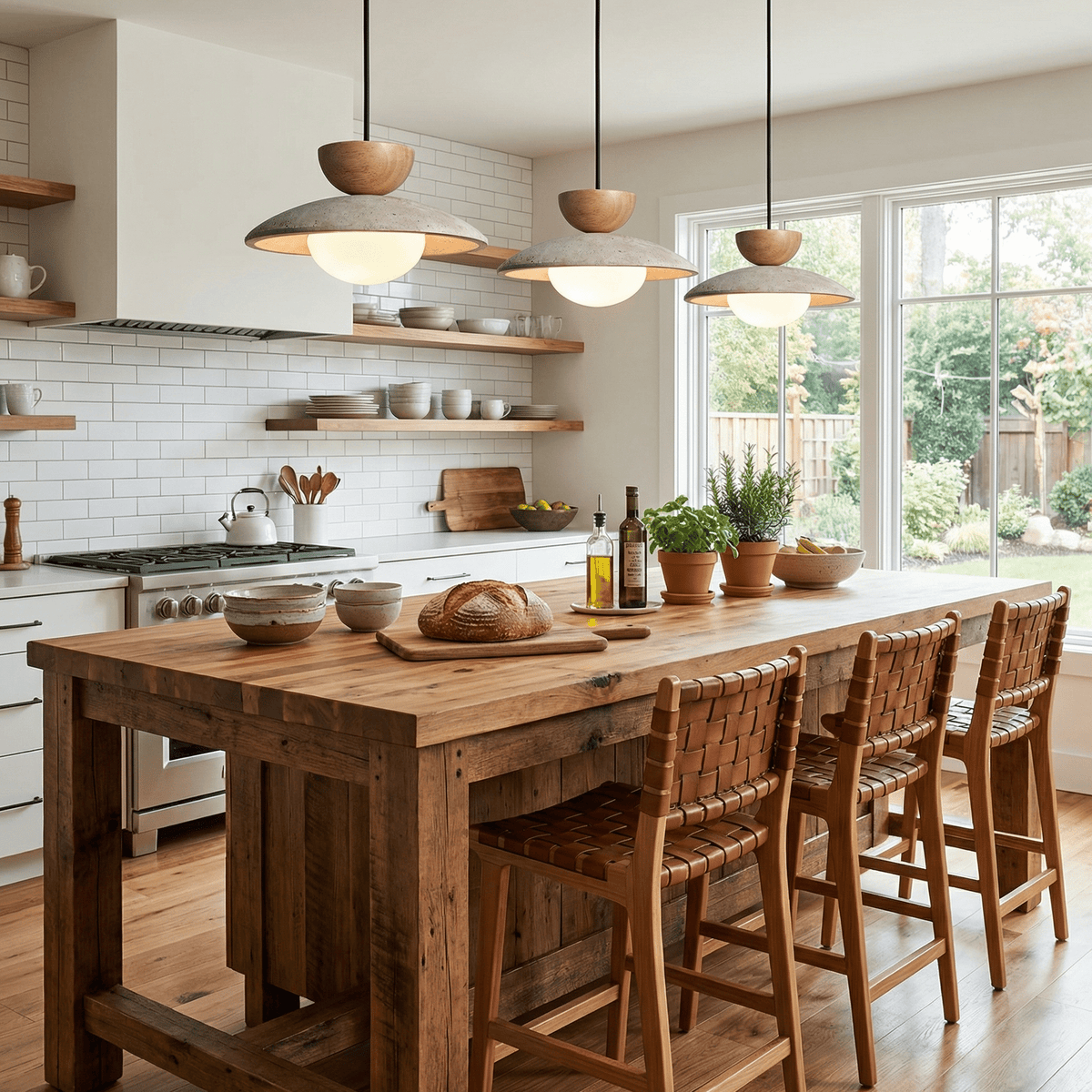 Liora Pendant Light in Travertine and Wood – Modern Designer Ceiling Lamp