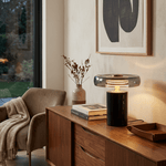Noctra Halo Table Lamp – Smoked Glass & Marble LED Desk Lamp