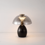 Noctra Halo Table Lamp – Smoked Glass & Marble LED Desk Lamp