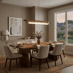 Strata Beam Linear LED Pendant Light in Walnut Wood and Nickel
