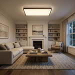 Alder Frame Wood LED Ceiling Light – Modern Flush Mount for Bedroom and Living Room