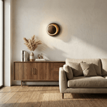 Walden Orbit Wall Sconce with Wood Grain Finish