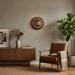 Walden Orbit Wall Sconce with Wood Grain Finish