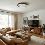 Kairo Soft Edge LED Flush Mount Ceiling Light in Walnut Wood Finish