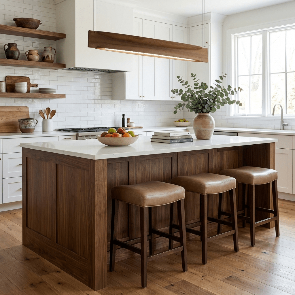 Arcadia Wave Linear Wood LED Pendant Light for Dining Room and Kitchen Island