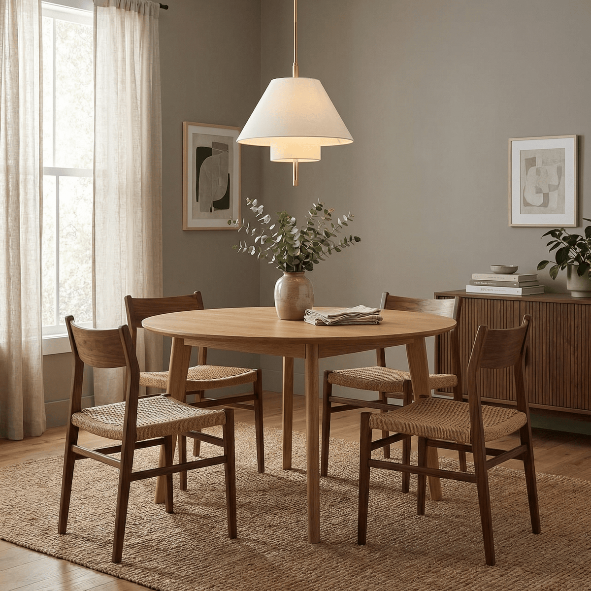Haloa Layered Fabric Pendant Light with Brass Accents