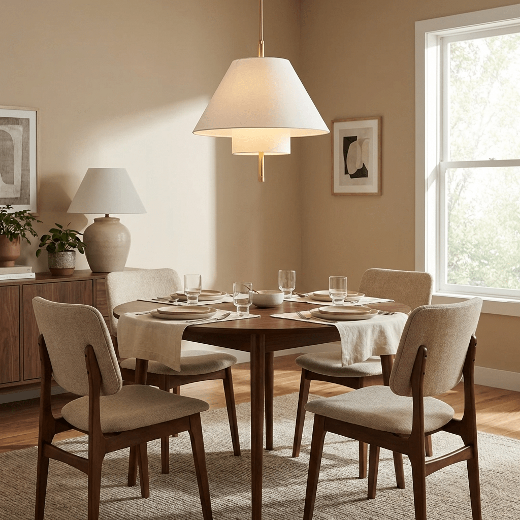 Haloa Layered Fabric Pendant Light with Brass Accents
