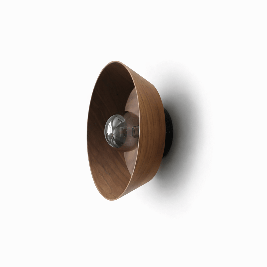 Vireo Wood Disc Wall Sconce – Modern Minimalist Walnut Wall Light