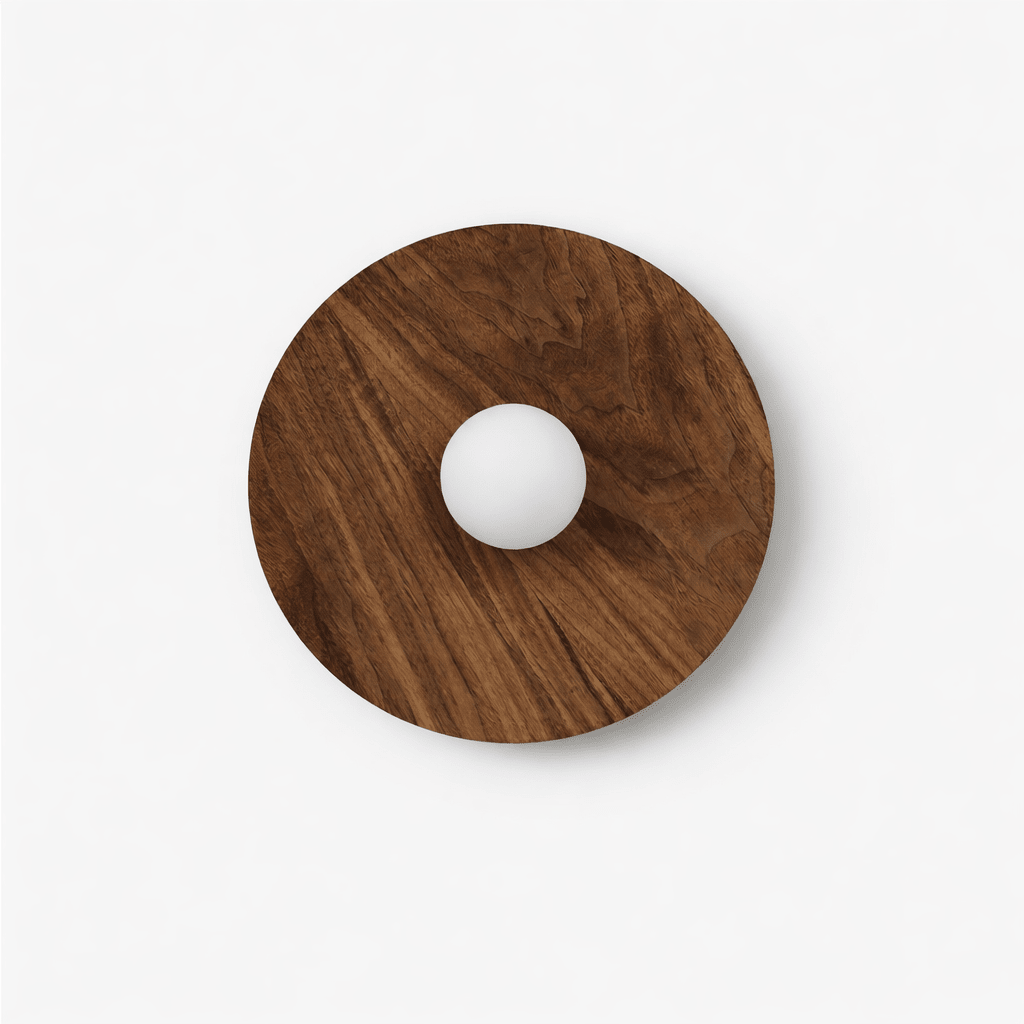 Vireo Wood Disc Wall Sconce – Modern Minimalist Walnut Wall Light