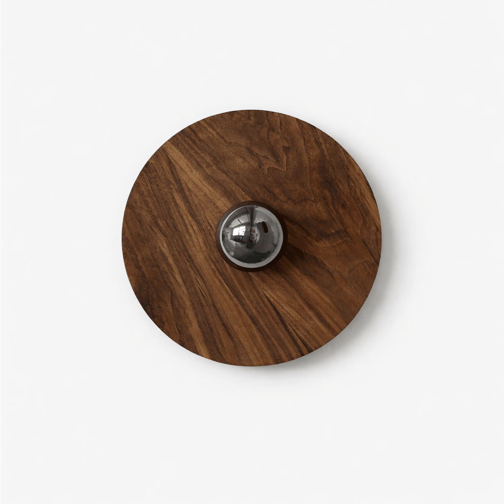 Vireo Wood Disc Wall Sconce – Modern Minimalist Walnut Wall Light