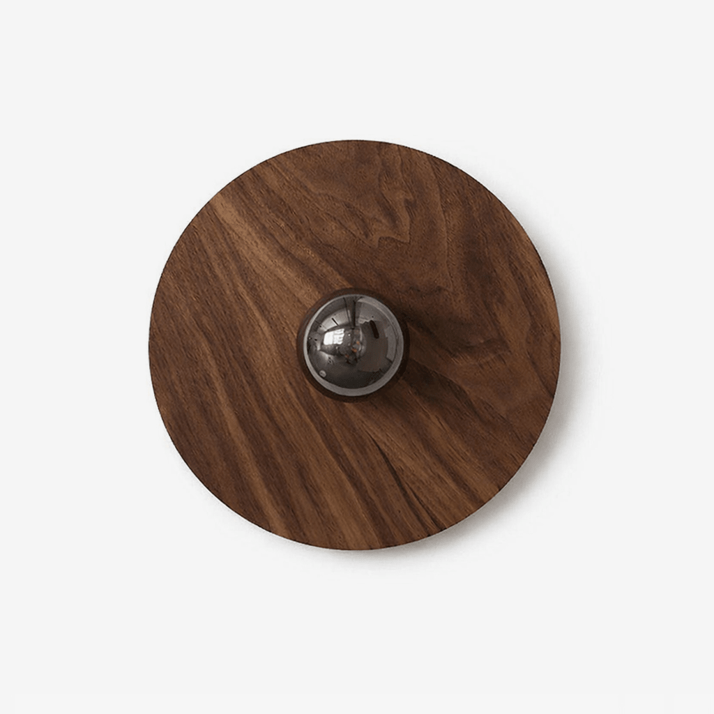 Vireo Wood Disc Wall Sconce – Modern Minimalist Walnut Wall Light