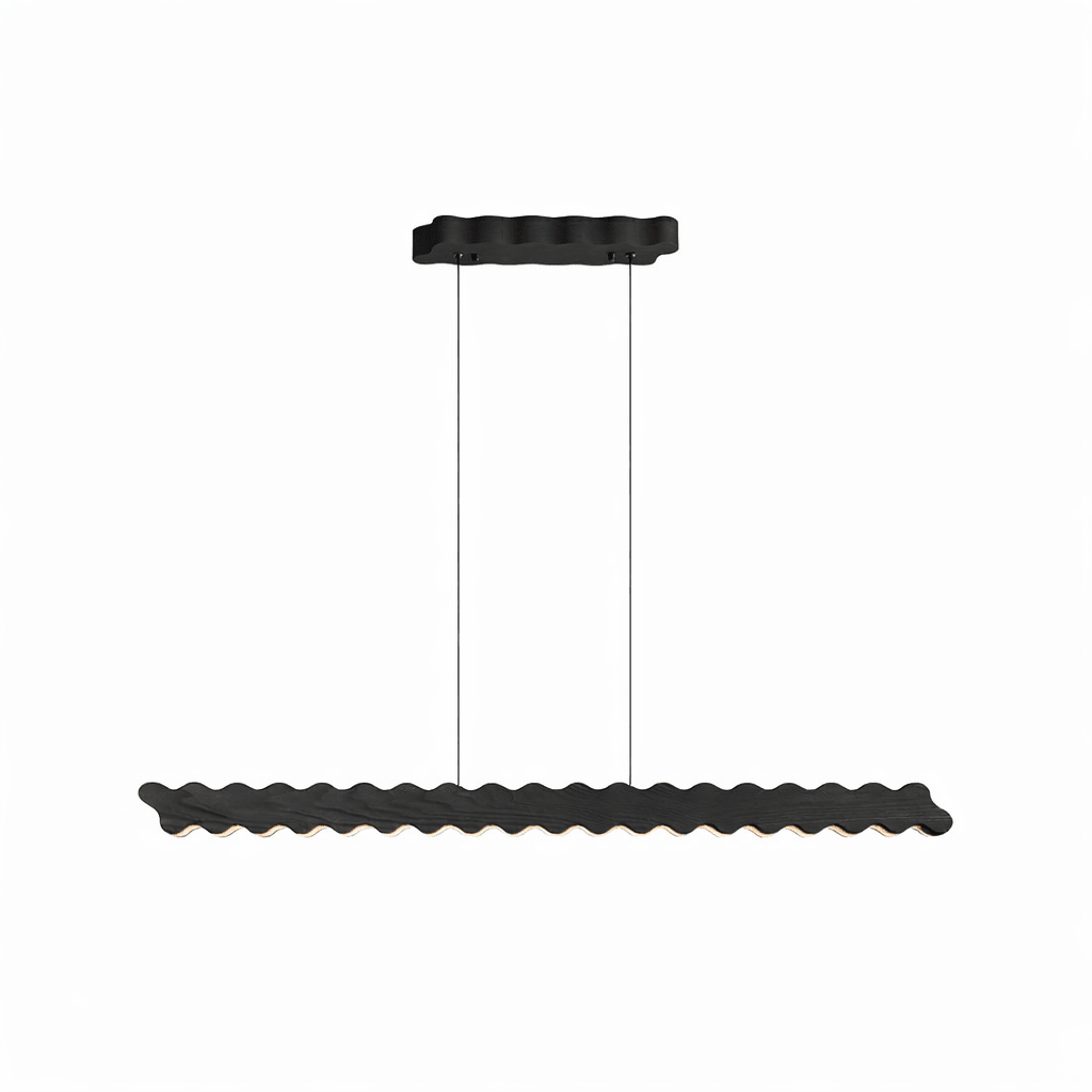 Undara Wave Linear LED Pendant Light in Wood Finish