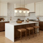 Arvella Arc Chandelier – Modern Wood & Glass Pendant Light for Dining Room