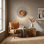 Vireo Wood Disc Wall Sconce – Modern Minimalist Walnut Wall Light