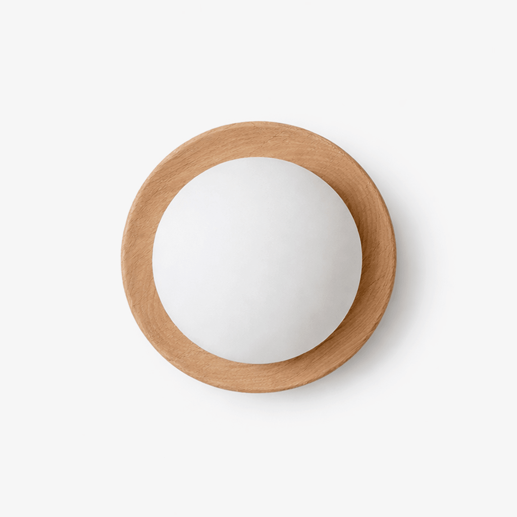 Celyra Halo Wall Sconce — Modern Wood Accent Light for Bedroom & Hallway