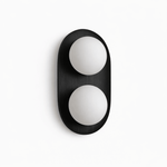 Duo Orb Wood Wall Sconce – Modern Scandinavian Bedroom Wall Light with Opal Glass Globes