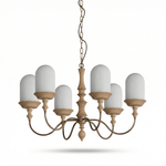 Lyra Constellation Chandelier – Modern Geometric Pendant Light in Wood and Glass