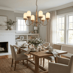 Lyra Constellation Chandelier – Modern Geometric Pendant Light in Wood and Glass