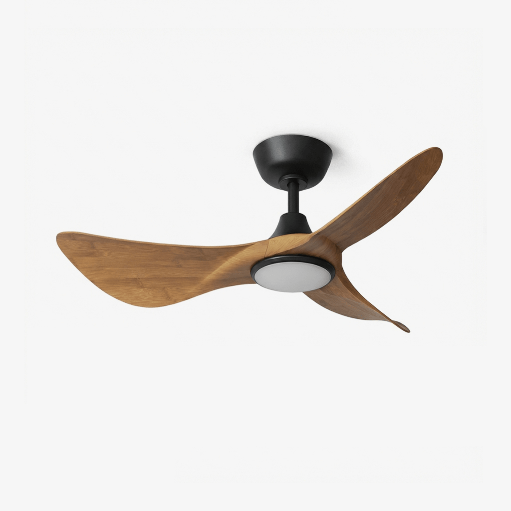 Volant Sculpted Wood Ceiling Fan with Integrated LED Light