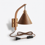 Camber Arc Plug-in Wall Sconce – Modern Wood & Brass Wall Light