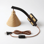 Camber Arc Plug-in Wall Sconce – Modern Wood & Brass Wall Light