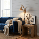 Camber Arc Plug-in Wall Sconce – Modern Wood & Brass Wall Light