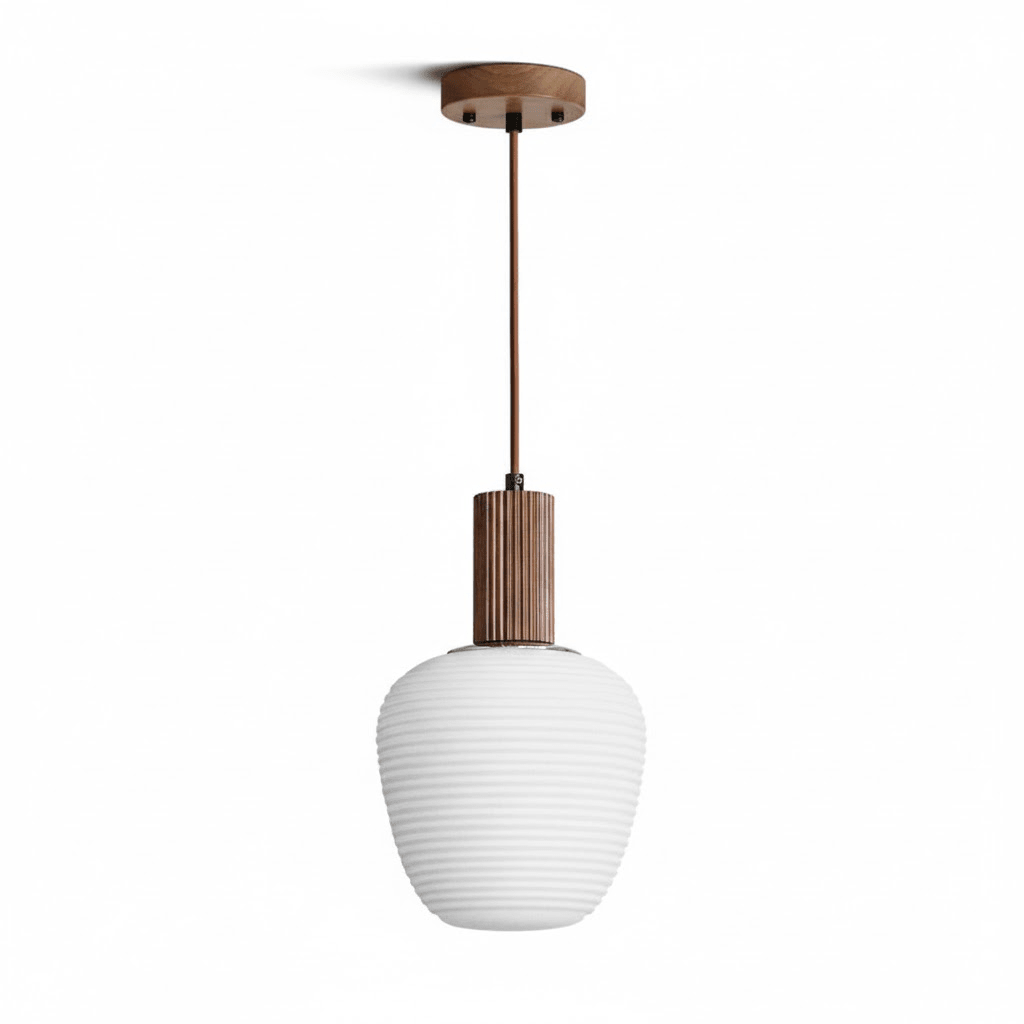Elowen Fluted Opal Pendant Light – Modern Nordic Designer Hanging Lamp