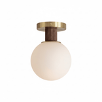 Antony Flush Mount Ceiling Light in Opal Glass and Walnut