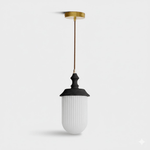 Solas Ribbed Glass Pendant Light with Walnut Accent