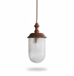 Solas Ribbed Glass Pendant Light with Walnut Accent
