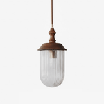 Solas Ribbed Glass Pendant Light with Walnut Accent