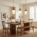 Solas Ribbed Glass Pendant Light with Walnut Accent